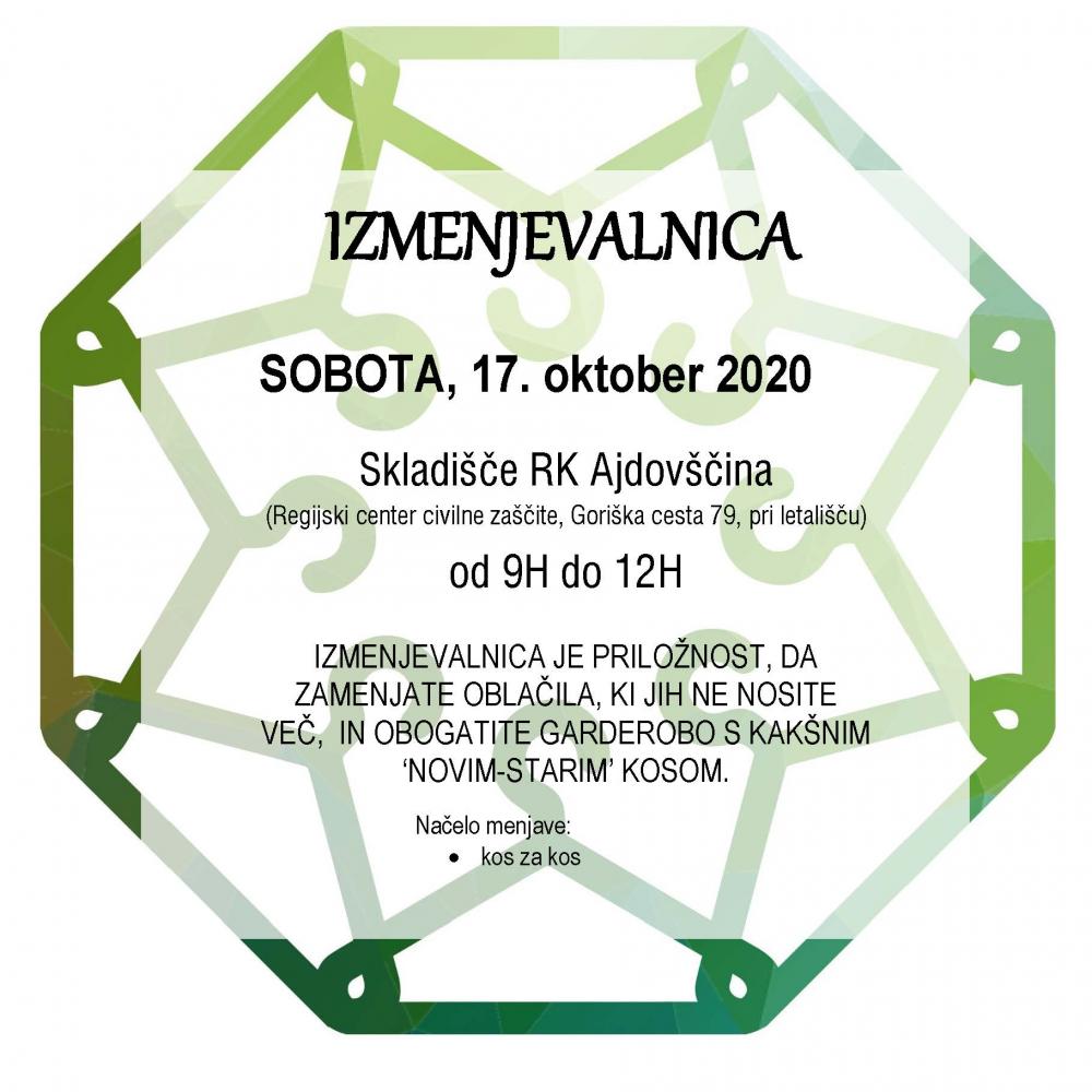 Izmenjevalnica bo v soboto, 17. oktobra v skladišču RK Ajdovščina, Goriška cesta 79. Stvari bomo izmenjevali od 9 do 12 ure.